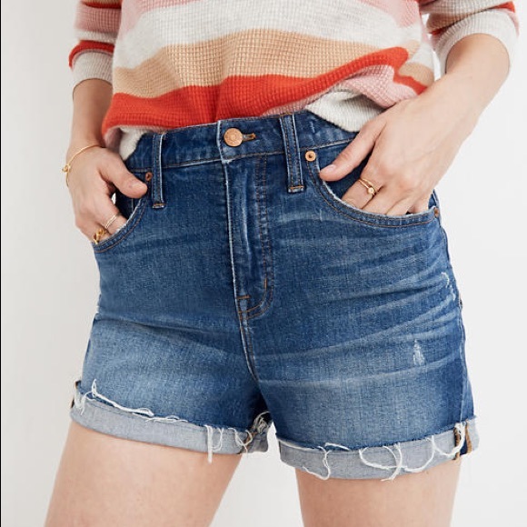madewell high waisted jean shorts